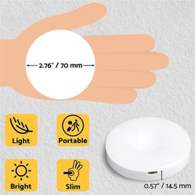 img 3 attached to 🔦 DAZZY DOT Magnetic Push Light: Dimmable Touch Light with Rechargeable Battery - Portable Stick-On LED Lights for Room, Closet, and Wall - 2-Pack Soft White Puck Lights