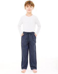 img 3 attached to Kids Boys Woven Plaid Check Long Shorts Drawstring Pants with Pocket - Soft & Lightweight 100% Cotton