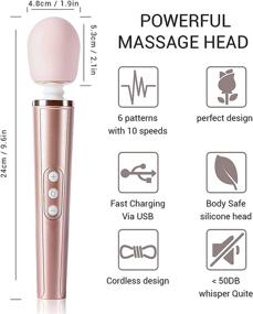 img 2 attached to Wand Massager by LETOOR: Cordless Handheld Rechargeable Vibrating Wand for Muscle Massage and Pain Relief - 6 Speeds & 10 Magic Vibration Modes