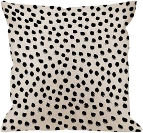img 4 attached to 🎯 HGOD DESIGNS Polka Dots Decorative Throw Pillow Cover Case, Brush Strokes Dots Cotton Linen Outdoor Pillow Cases Square Standard Cushion Covers for Sofa Couch Bed Car - 18x18 inch, Black
