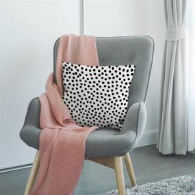 img 2 attached to 🎯 HGOD DESIGNS Polka Dots Decorative Throw Pillow Cover Case, Brush Strokes Dots Cotton Linen Outdoor Pillow Cases Square Standard Cushion Covers for Sofa Couch Bed Car - 18x18 inch, Black
