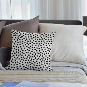img 1 attached to 🎯 HGOD DESIGNS Polka Dots Decorative Throw Pillow Cover Case, Brush Strokes Dots Cotton Linen Outdoor Pillow Cases Square Standard Cushion Covers for Sofa Couch Bed Car - 18x18 inch, Black