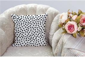 img 3 attached to 🎯 HGOD DESIGNS Polka Dots Decorative Throw Pillow Cover Case, Brush Strokes Dots Cotton Linen Outdoor Pillow Cases Square Standard Cushion Covers for Sofa Couch Bed Car - 18x18 inch, Black