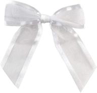 🎀 white organza bows – set of 12, pre-tied craft ribbon bow with satin edge for christmas, weddings, gift baskets, birthdays, and more! logo