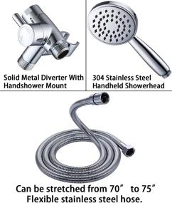 img 2 attached to Metal 3-Way Dual Shower Head Combo: Rain Shower Head with Handheld Showerhead, Long Flexible Hose, and Solid Brass Diverter Bracket in Polished Chrome