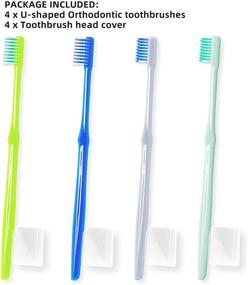 img 3 attached to 🪥 Y-Kelin 4 шт. U-образная ортодонтическая зубная щетка: мягкие щетинки + накладки на головку для эффективной чистки зубов.