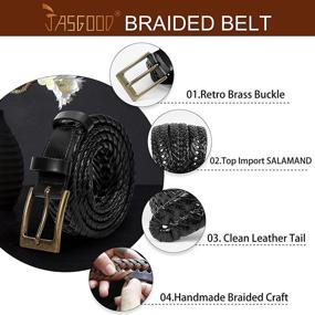 img 1 attached to Stylish and Durable Braided Leather JASGOOD Single B 👔 Brown Men's Accessories and Belts - Perfect for Every Outfit