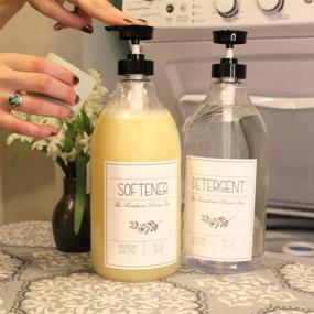 img 2 attached to 🧺 The Farmhouse Room Inc. 1/2 Gallon Bottles: BPA Free & PET Plastic Laundry Soap Dispenser for Liquid Detergent and Fabric Softener (64oz.) – Waterproof Labels, Detergent/Softener 2-Pack