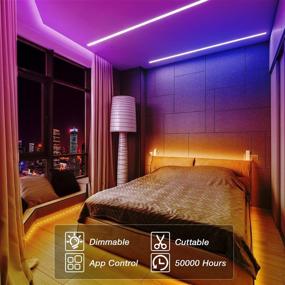 img 1 attached to VOLIVO Bluetooth Smart RGB Led Strip Lights 100ft - App Controlled, Music Sync, Color Changing Led Lights for Bedroom and Home Decoration