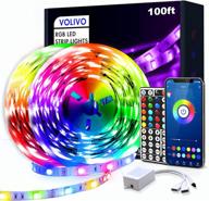 volivo bluetooth smart rgb led strip lights 100ft - app controlled, music sync, color changing led lights for bedroom and home decoration логотип