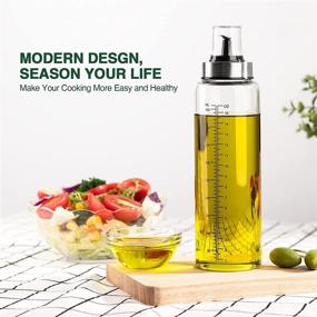 img 1 attached to 🍶 (2PACK) Hotder Olive Oil Dispenser Bottles, 17 OZ Glass Oil & Vinegar Cruet Bottles Set with Degree Scale - No Drip for Kitchen