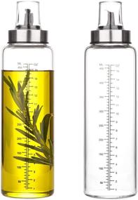 img 4 attached to 🍶 (2PACK) Hotder Olive Oil Dispenser Bottles, 17 OZ Glass Oil & Vinegar Cruet Bottles Set with Degree Scale - No Drip for Kitchen