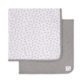 img 4 attached to Burt's Bees Baby - Set of 2 Organic Cotton Blankets: Swaddle, Stroller, Receiving Blankets in Heather Grey Solid and Honeybee Print, Generous Size of 29x29 Inch (Pack of 2)