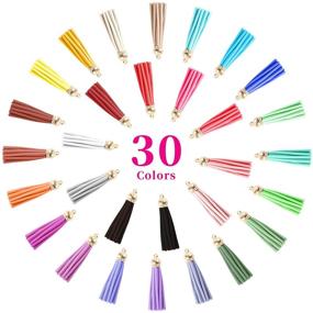 img 3 attached to 🔑 EuTengHao 150Pcs Leather Tassels Keychain Tassels Charms Rings: Craft Supplies in 30 Colors, Perfect for DIY Crafts, Sewing, Decoration, and Jewelry Making (5cm)