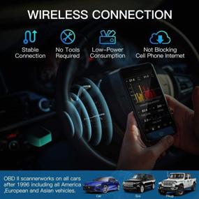 img 1 attached to Улучшенный сканер OBD2 Bluetooth - автомобильный диагностический сканер для iPhone, iPad и Android с считывателем кодов ошибок и приложением для тестирования аккумулятора