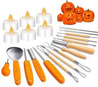 🎃 halloween pumpkin carving tools kit, 15 piece professional pumpkin cutting supplies with 6 led candles, halloween decoration pumpkin cutting tools set logo