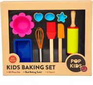 🎁 kids holiday gift: 30-piece real nonstick bakeware and cooking set with silicone cupcake molds, spatula, whisk, rolling pin, cake pan - perfect for learning real cooking and baking tools, ideal child gift logo