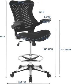 img 2 attached to Enhanced Modway Charge Drafting Chair - Stylish Reception Desk Chair - Drafting Stool with Flip-Up Arms in Black