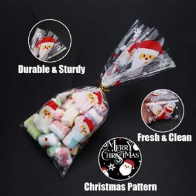 img 2 attached to 🎄 144PCS Christmas Cellophane Bags for Xmas Treats - Clear Candy Cellophane Bag with 210PCS Twist Ties, Perfect for Christmas Party Favors