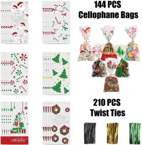 img 3 attached to 🎄 144PCS Christmas Cellophane Bags for Xmas Treats - Clear Candy Cellophane Bag with 210PCS Twist Ties, Perfect for Christmas Party Favors