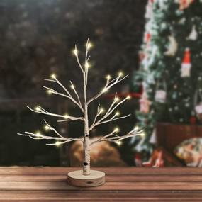 img 4 attached to 🎄 Beautiful White Christmas Tree: LED Birch Tree with 24 Warm White Lights for Wedding, Holiday, and Home Décor