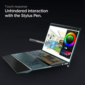 img 1 attached to Стеклянный защитный экран Spigen для ноутбука Asus ZenBook Pro Duo UX581 (15,6 дюймов) - твердость 9H, максимальная защита+