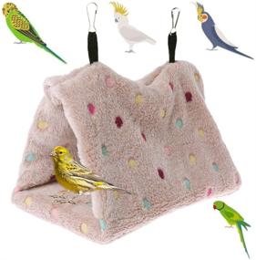 img 3 attached to LeerKing Parrot Nest: Cozy Plush Snuggle Hammock for Sun Conure, Quaker, Green Cheek Parakeets, Cockatiels - Hangable Pet Hut House Bed Cage Tent with Bilateral Hooks