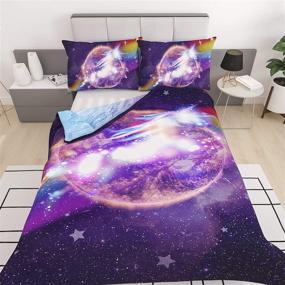 img 4 attached to 🦄 Psychedelic Galaxy Unicorn Bedding Set: Rainbow Marble Tie Dye Reversible Comforter Cover, Twin Size - Ideal for Teens, Kids, Boys, and Girls