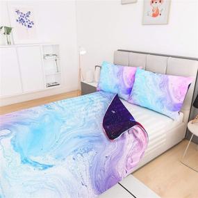 img 1 attached to 🦄 Psychedelic Galaxy Unicorn Bedding Set: Rainbow Marble Tie Dye Reversible Comforter Cover, Twin Size - Ideal for Teens, Kids, Boys, and Girls