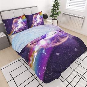 img 3 attached to 🦄 Psychedelic Galaxy Unicorn Bedding Set: Rainbow Marble Tie Dye Reversible Comforter Cover, Twin Size - Ideal for Teens, Kids, Boys, and Girls