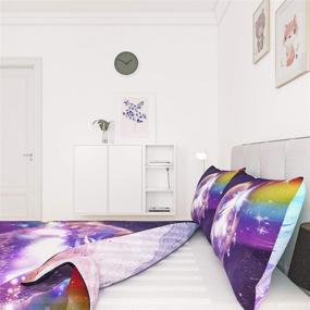 img 2 attached to 🦄 Psychedelic Galaxy Unicorn Bedding Set: Rainbow Marble Tie Dye Reversible Comforter Cover, Twin Size - Ideal for Teens, Kids, Boys, and Girls