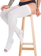 🧦 enhanced circulation and support: thigh high unisex anti embolism compression stockings - 15-20 mmhg moderate level logo