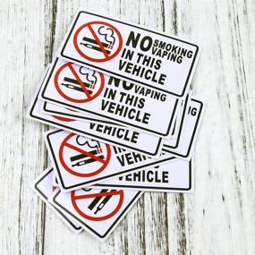 img 1 attached to 🚫 No Smoking No Vaping Vehicle Sticker Sign: 10 Set, 1.5 X 3 Inch, 5 Mil Vinyl, Self Adhesive Decal