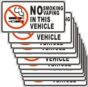 img 2 attached to 🚫 No Smoking No Vaping Vehicle Sticker Sign: 10 Set, 1.5 X 3 Inch, 5 Mil Vinyl, Self Adhesive Decal