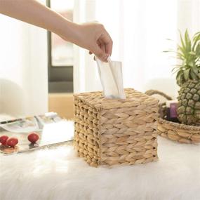 img 3 attached to 🌾 Stylish and Functional Vintiquewise QI003631.SQ Water Hyacinth Wicker Square Tissue Box Cover in Brown: A Perfect Blend of Elegance and Practicality