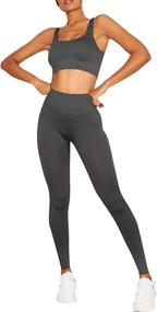 img 2 attached to 👯 Seamless Ribbed Yoga Outfits for Women: Jetjoy 2 Piece Sports Bra and Leggings Set for Tracksuits