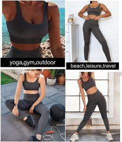 img 1 attached to 👯 Seamless Ribbed Yoga Outfits for Women: Jetjoy 2 Piece Sports Bra and Leggings Set for Tracksuits