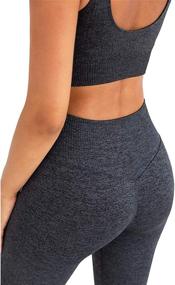 img 3 attached to 👯 Seamless Ribbed Yoga Outfits for Women: Jetjoy 2 Piece Sports Bra and Leggings Set for Tracksuits