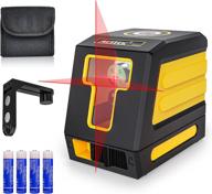 📐 mestek laser level: 50ft self-leveling alignment tool with full soft rubber covering, cross vertical & horizontal lines, carrying pouch & mount base - ideal for wall, ceiling, and picture hanging logo