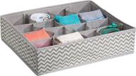 📦 idesign chevron fabric closet and dresser drawer organizer for underwear, socks, bras, tights, leggings - 16 compartments, taupe/natural логотип