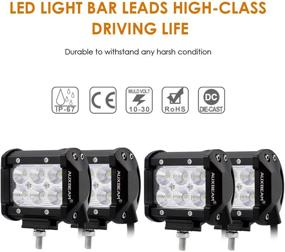 img 2 attached to 🔦 Auxbeam 4 шт. 4-дюймовая LED-подсветка: мощные 18W LED-подсветки для внедорожников, джипов, грузовиков и квадроциклов.