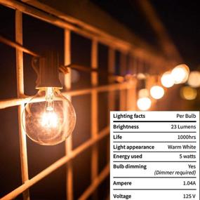 img 2 attached to Sunsgne 25Ft Globe String Lights with G40 Bulbs (UL Listed) - Perfect for Backyard Patio, Garden Parties, and Cafe Ambiance - Includes 2 Extra Bulbs - Natural Warm Bulbs - Indoor Outdoor Hanging Umbrella Lights - Brown