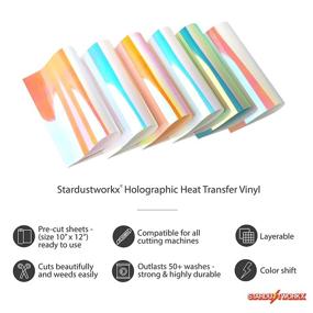 img 3 attached to 🌟 Holographic Heat Transfer Vinyl Bundle – Stardustworkx HTV Holographic Vinyl Iron-on Sheets Set (6 Assorted Pack), 10x12 Inches, for Cricut, Silhouette Cameo, Heat Press