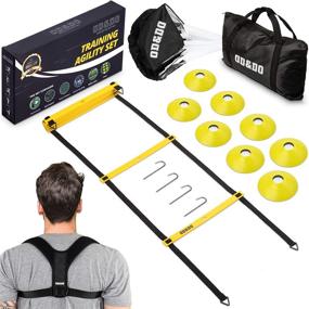 img 4 attached to 7PC Speed Training Equipment Set with Agility Ladder, Cones, Parachute, and Back Support - Enhance Your OD&DO Performance