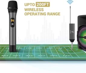 img 2 attached to 🎤 Tonor UHF Metal Cordless Handheld Wireless Microphone - Rechargeable Receiver Included for Karaoke, Singing, DJ, and More - 200ft Range (TW-620)