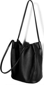 img 2 attached to Iswee Leather Shoulder Handbags Black Lichee Women's Handbags & Wallets for Shoulder Bags