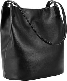 img 4 attached to Iswee Leather Shoulder Handbags Black Lichee Women's Handbags & Wallets for Shoulder Bags