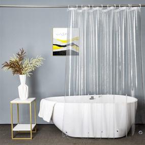 img 4 attached to 🚿 UFRIDAY Extra Long Shower Curtain Liner 72x75 inch, Clear PEVA Bath Curtain for Home and Hotel with 5 Magnets Bottom