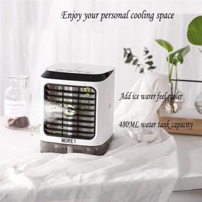 img 3 attached to 🌬️ Stay Cool Anywhere: Mini Portable Air Conditioner Fan with Evaporative Mist, 3 Speeds, and Night Light - Perfect for Office, Bedroom, and Outdoor Use