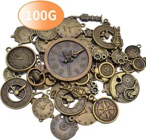 img 2 attached to 100g (approximately 50pcs) Assorted Alloy Clock Face Charms Pendant 🕰️ Steampunk Gears Wheel Cog Charms Findings for Jewelry Making and Crafting